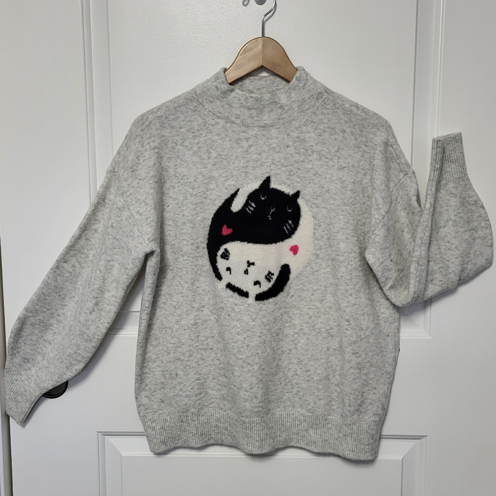 LOFT Yin Yang Kitty Sweater